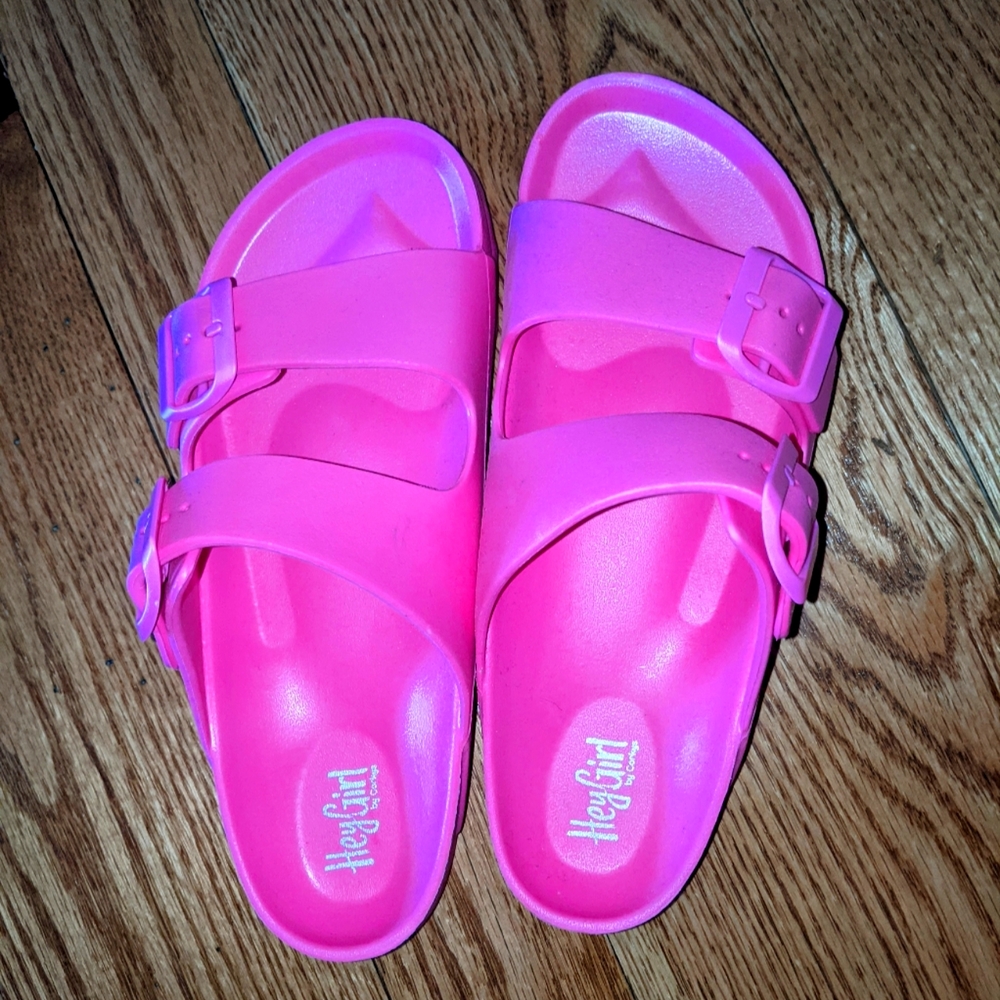 Hey girl neon pink sandals